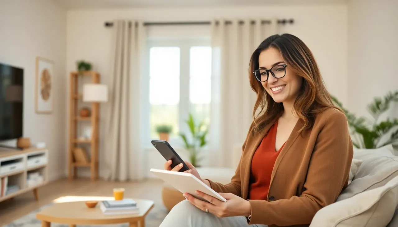 Stylish homeowner planning room makeover ideas with DecorAI home design app